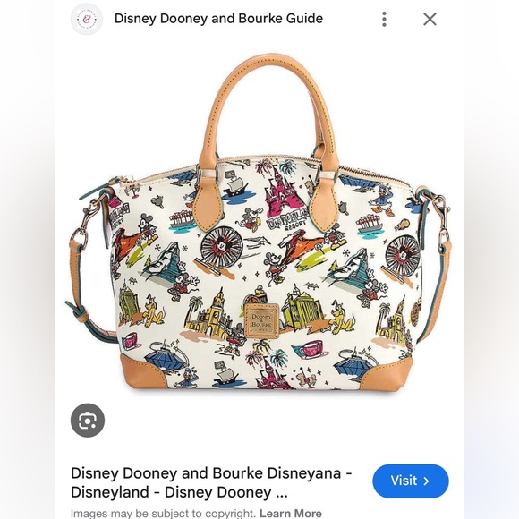 Dooney & Bourke Disneyana Disney Disneyland White Leather Full Size Bag Purse - Picture 12 of 12